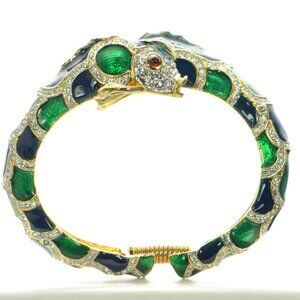 Vintage Kenneth Jay Lane Enamel & Crystal Snake Bracelet